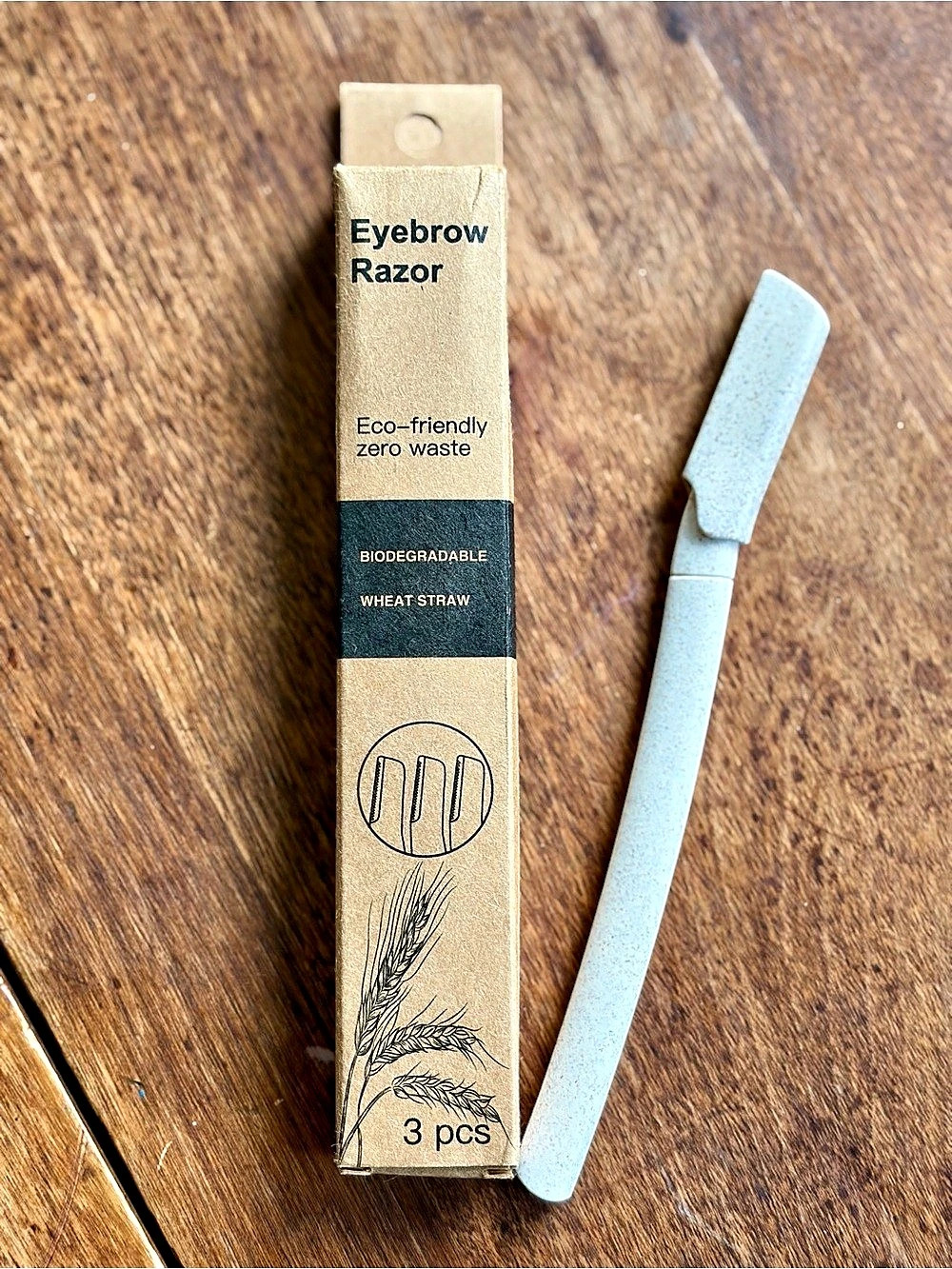 Eco-Friendly Biodegradable Wheat Straw Eyebrow Razors Dermaplaning 3-Pack NIB